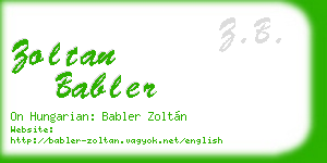 zoltan babler business card