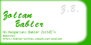 zoltan babler business card